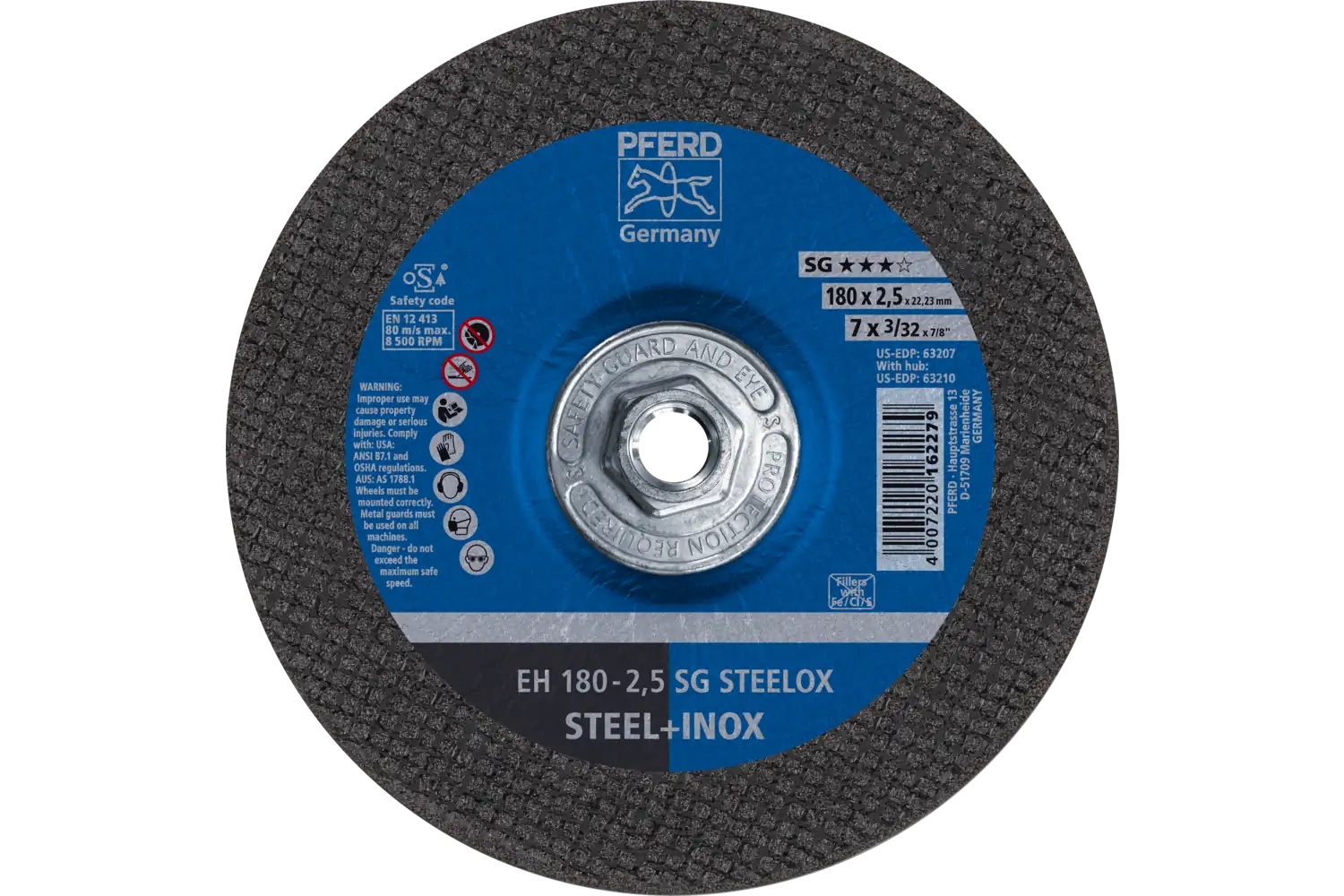 Picture of Pferd Cut-Off Wheel, 7" X 3/32 X 5/8-11, Sg Steelox, T27, Aluminum Oxide